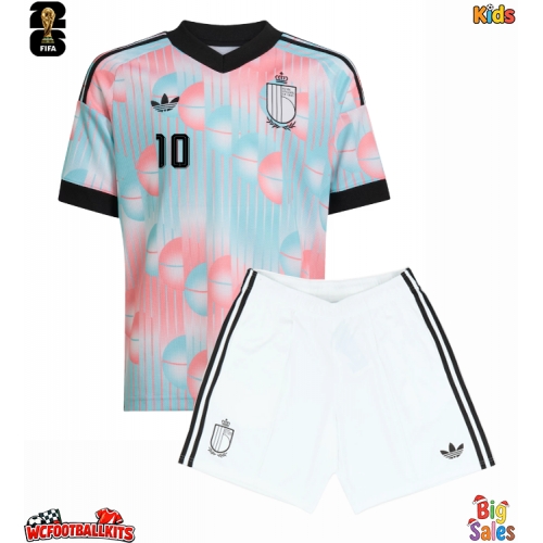 Belgium Leandro Trossard #10 Replica Away Stadium Kit for Kids World Cup 2026 Short Sleeve (+ pants)